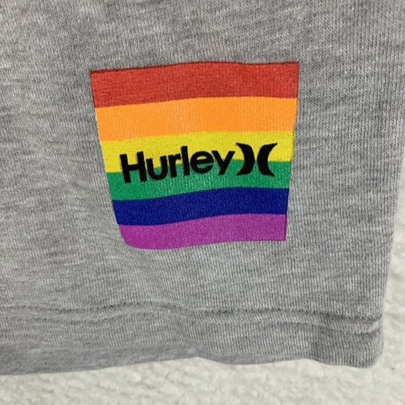 Hurley Shorts Men's Small Gray Cotton Pride Square Fleece Drawstring Waist‎ 6891 - Picture 4 of 10